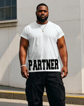 Men's Plus Size Daily Casual "partner" Printed Short-sleeved T-shirt